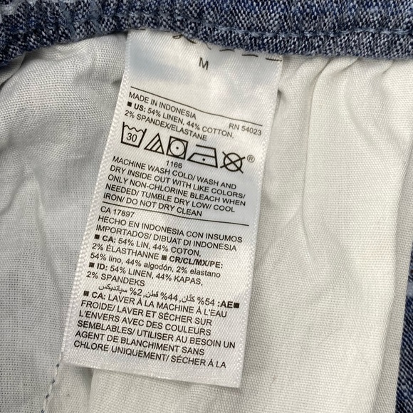 Old Navy Shorts Mens M Linen Blend Blue Striped Drawstring Waist Casual Pocket. - Picture 5 of 6